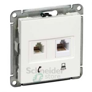 Компьютерная/телефонная розетка Schneider Electric,  W59 RSI-251TK5E-1-86, б/рамки, RJ11/RJ45, U/UTP - IP20, белая