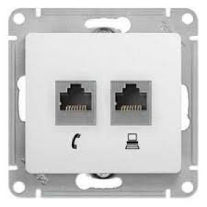 КОМПЬЮТЕРНАЯ/ТЕЛЕФОННАЯ РОЗЕТКА SCHNEIDER ELECTRIC, БЕЗ РАМКИ, RJ11/RJ45, U/UTP - IP20, БЕЛАЯ, GSL000185