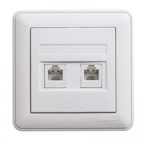 ТЕЛЕФОННАЯ ДВОЙНАЯ РОЗЕТКА SCHNEIDER ELECTRIC, W59 RSI-251ТT-18 С/У, С РАМКОЙ, IP20, БЕЛАЯ